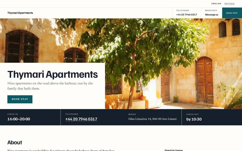 The Coastal example site on a desktop