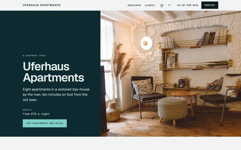 The Kontor design with Uferhaus Apartments on a desktop